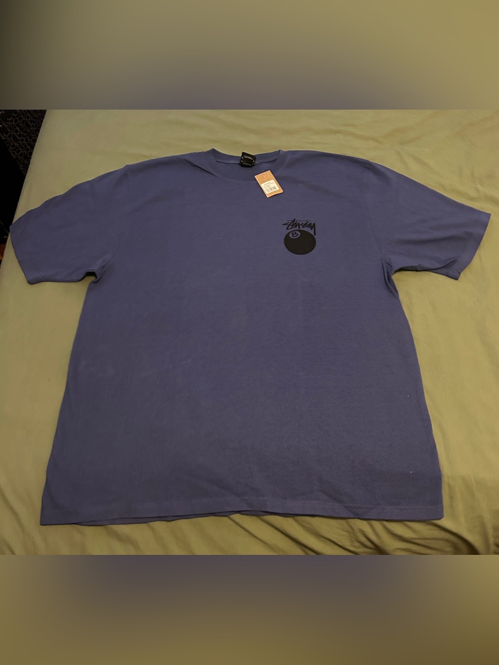 Stussy Purple Short-Sleeve Crewneck Tee with Black Graphic